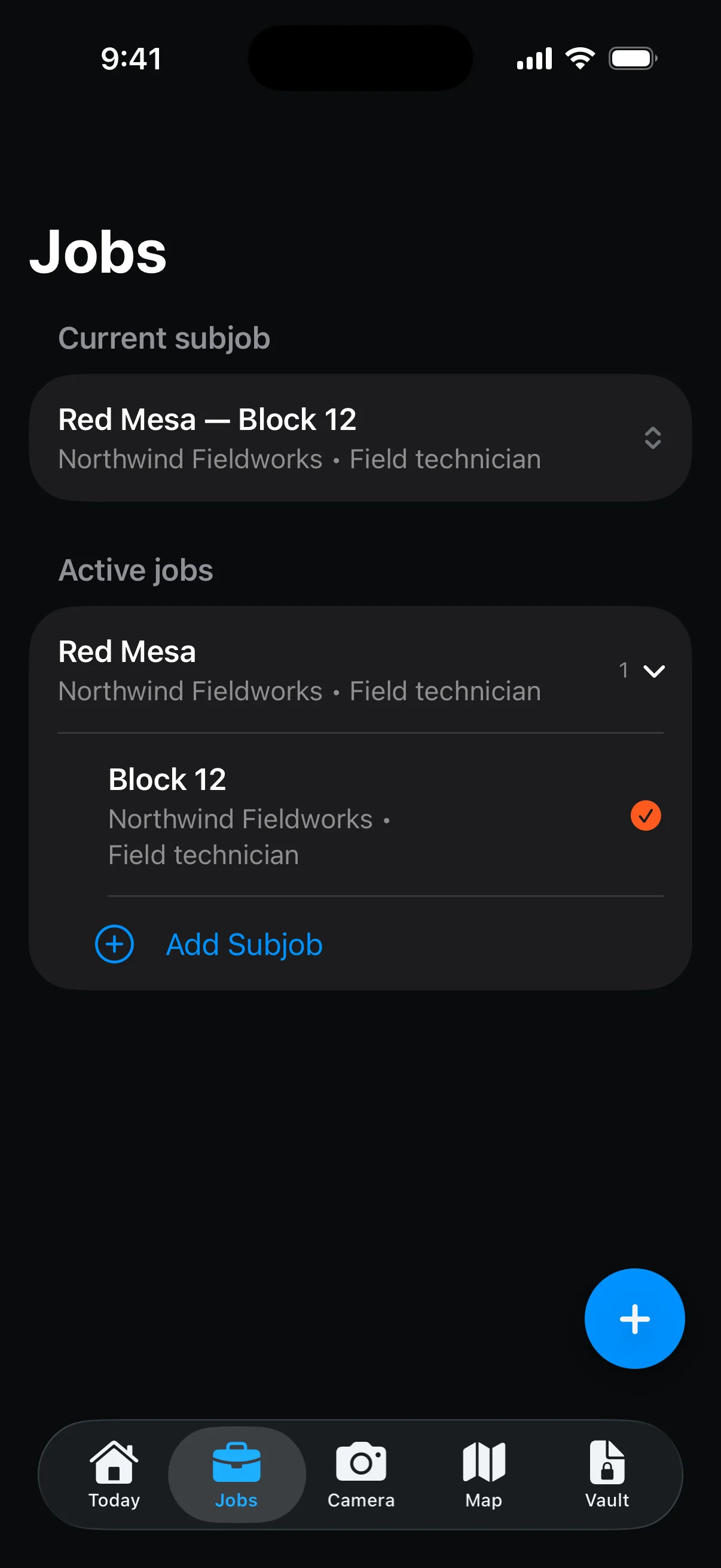 HitchMode Jobs showing fictional Red Mesa and its Block 12 subjob